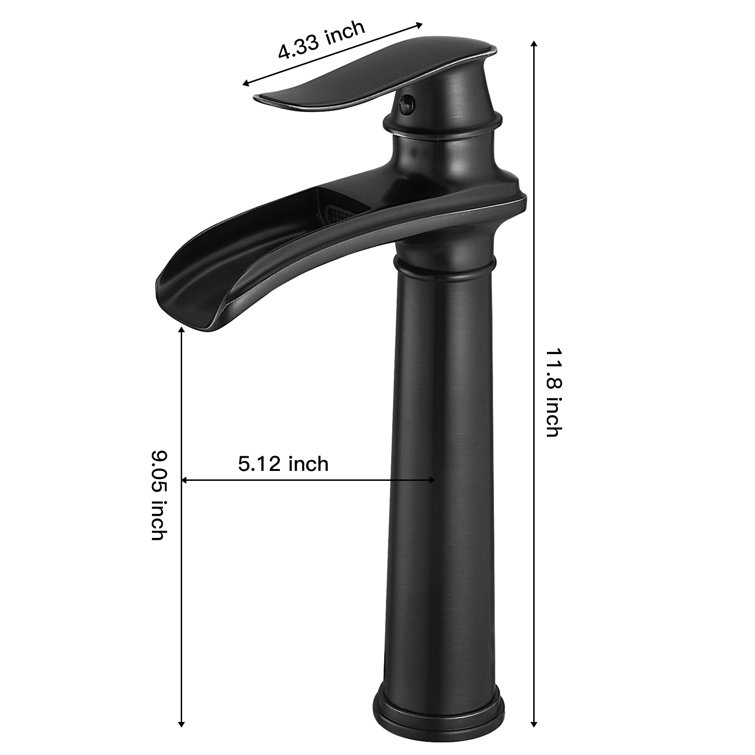 Matte Black Brass Vessel Sink Faucet with Pop-Up Drain