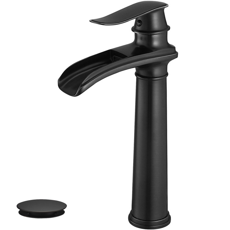 Matte Black Brass Vessel Sink Faucet with Pop-Up Drain