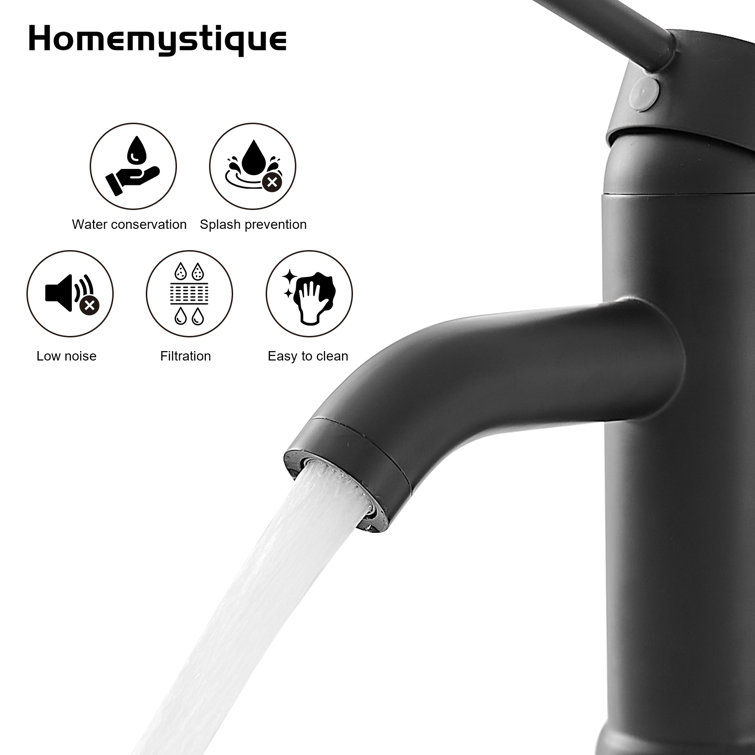 Matte Black Brass Single Handle Bathroom Faucet with Pop-Up Drain
