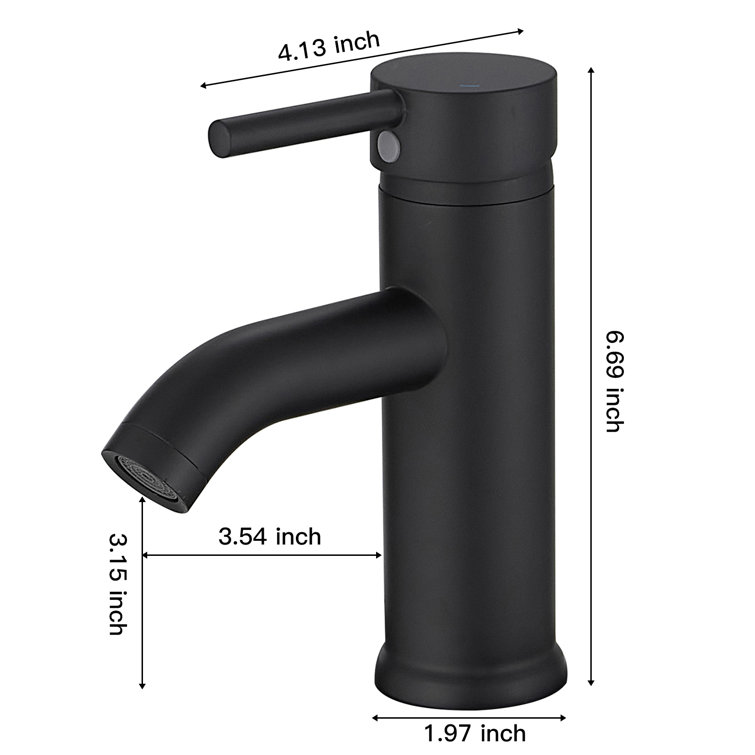 Matte Black Brass Single Handle Bathroom Faucet with Pop-Up Drain