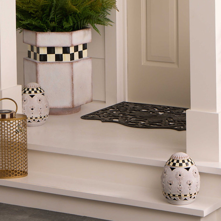 Egg-Shaped White Ceramic Battery-Powered Lantern