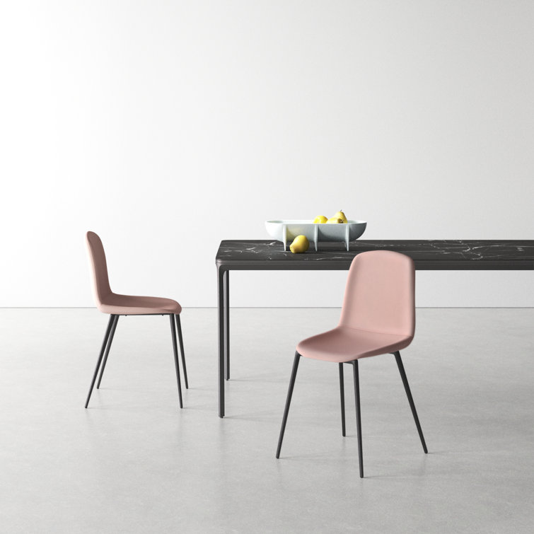 Blush Velvet Upholstered Metal Frame Side Chair Set