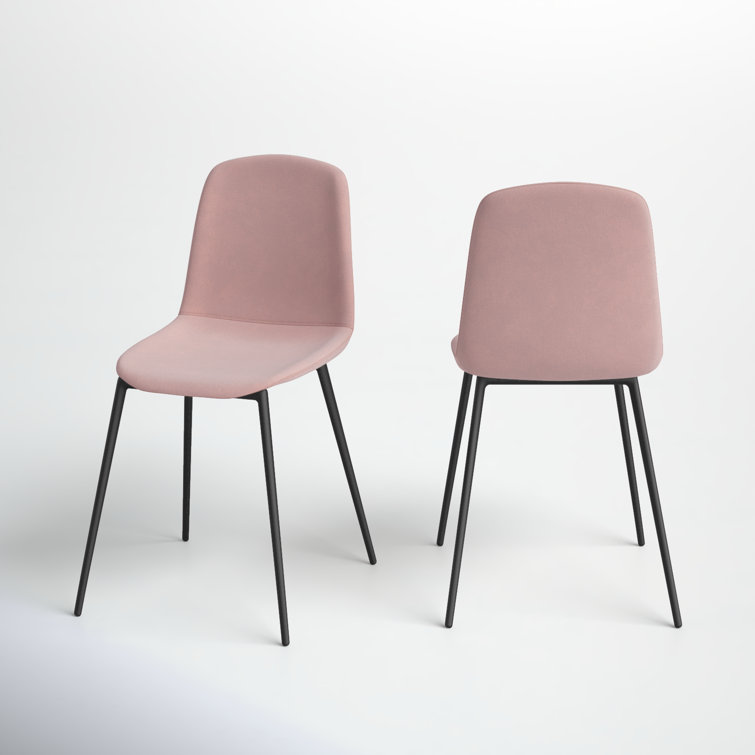 Blush Velvet Upholstered Metal Frame Side Chair Set