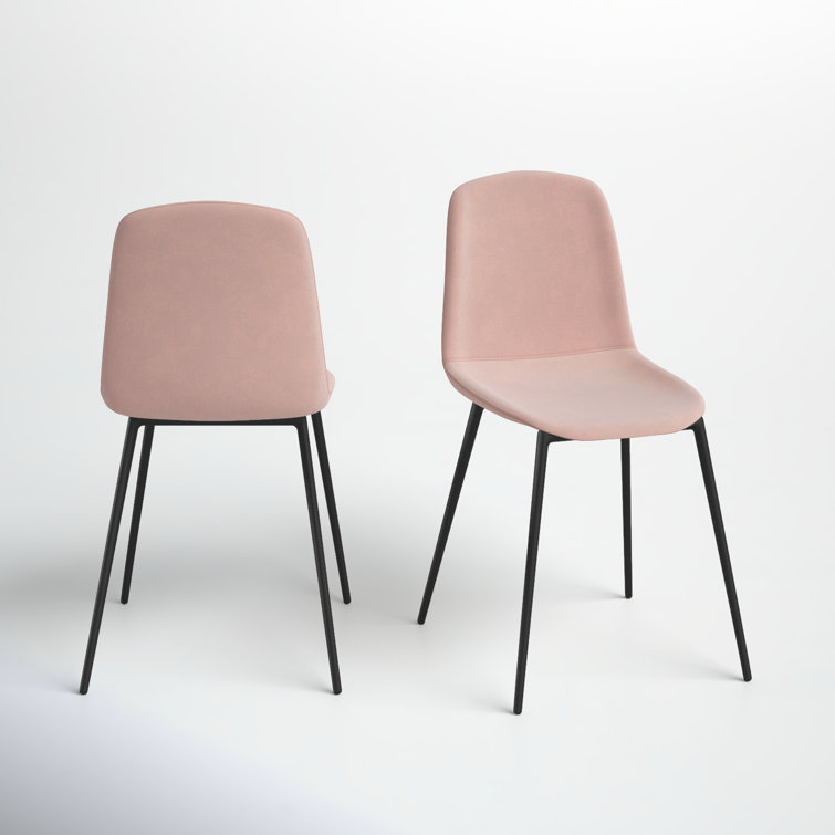 Blush Velvet Upholstered Metal Frame Side Chair Set