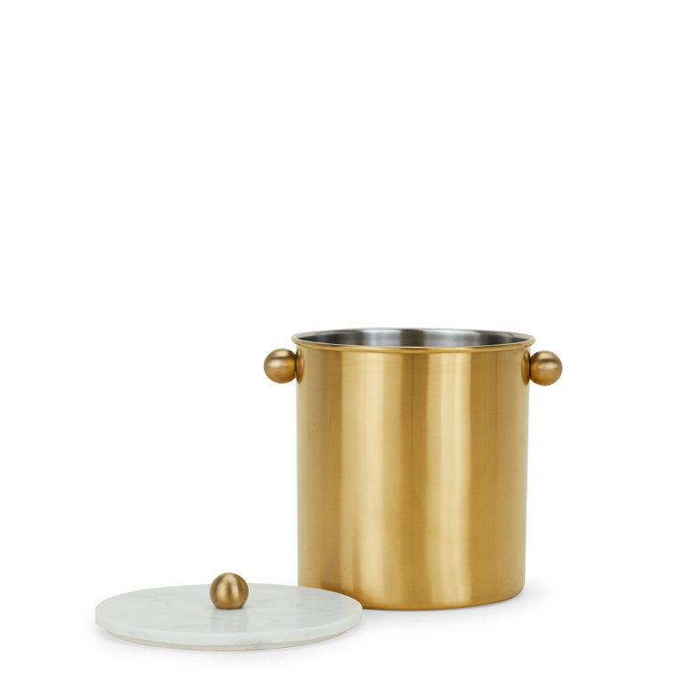 Gold Brass Coated Stainless Steel Ice Bucket with Lid