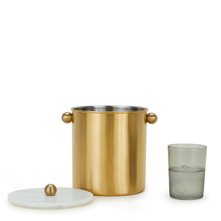 Gold Brass Coated Stainless Steel Ice Bucket with Lid