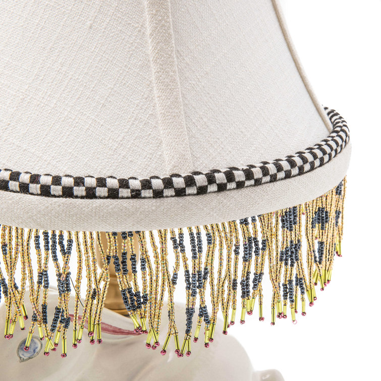 Whimsical White Ceramic Rabbit Table Lamp with Bell Shade