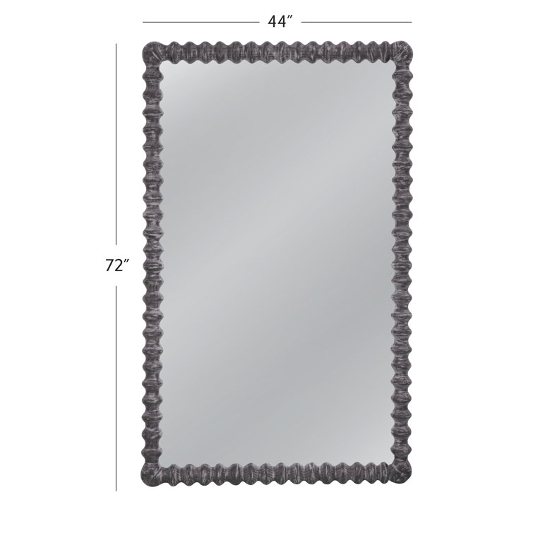 Gray Rubberwood Classic Rectangular Floor Mirror