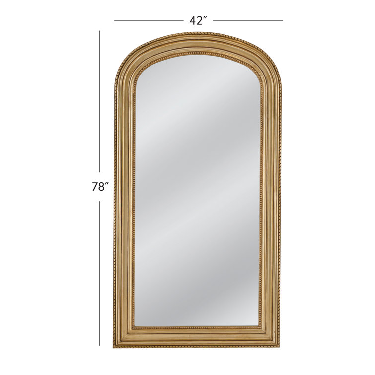 Gold Arch Floor Mirror with Solid Rubberwood Frame