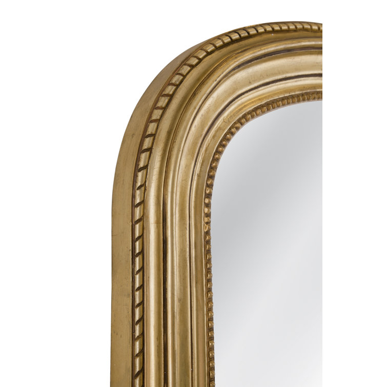 Gold Arch Floor Mirror with Solid Rubberwood Frame