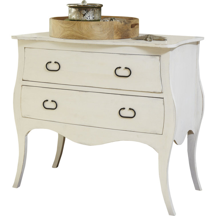 White Mango Wood Bombe Chest with Black Iron Handles