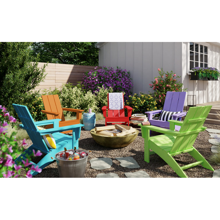 Aruba Blue High-Density Polyethylene Modern Adirondack Chair