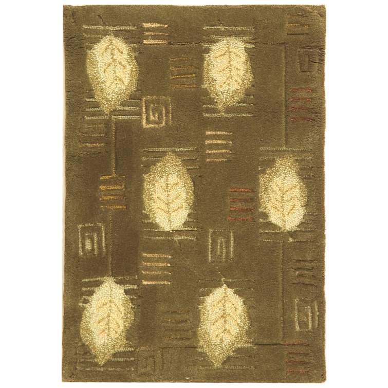 Sage Green Wool Hand Hooked Tufted Rug 8'9" x 11'9"
