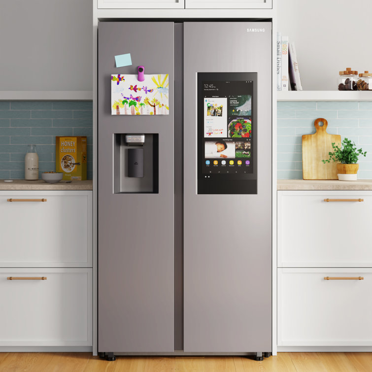 Stainless Steel Smart Side-by-Side Refrigerator with Media Center