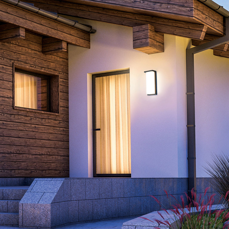 Vega 14" Black LED Outdoor Wall Sconce with UV Stabilized Shade