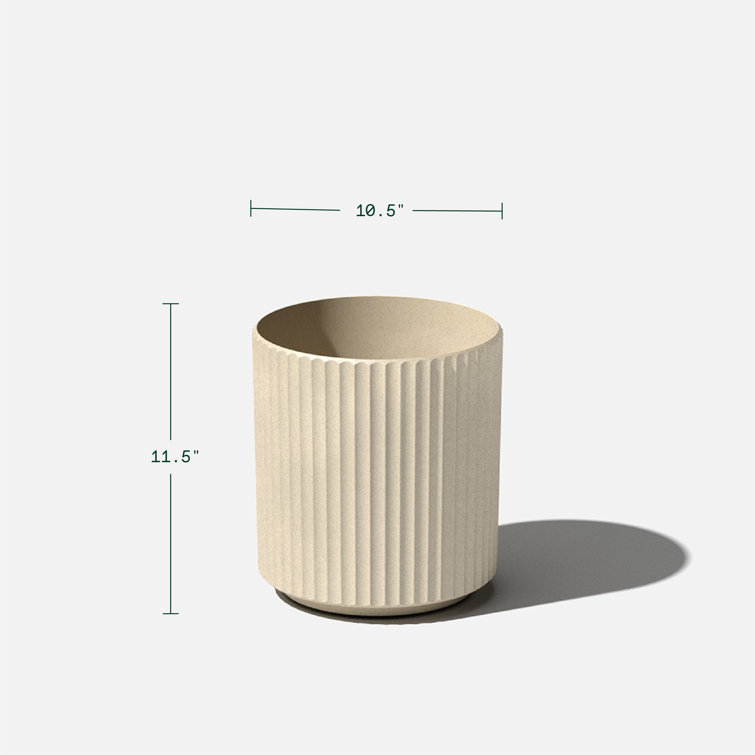 Sand Textured Plastic-Stone Composite Round Planter Set