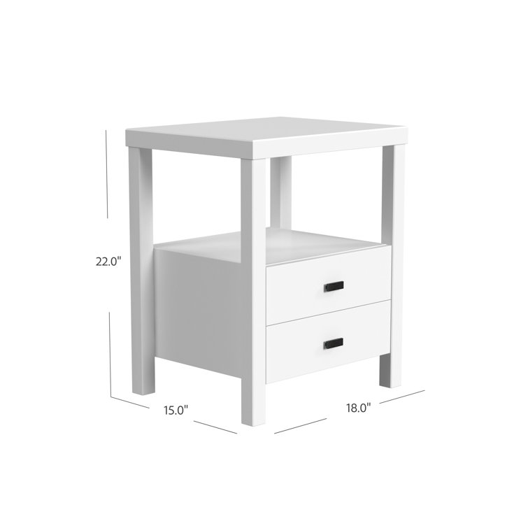 Westwood Modern White Solid Wood 2-Drawer Nightstand