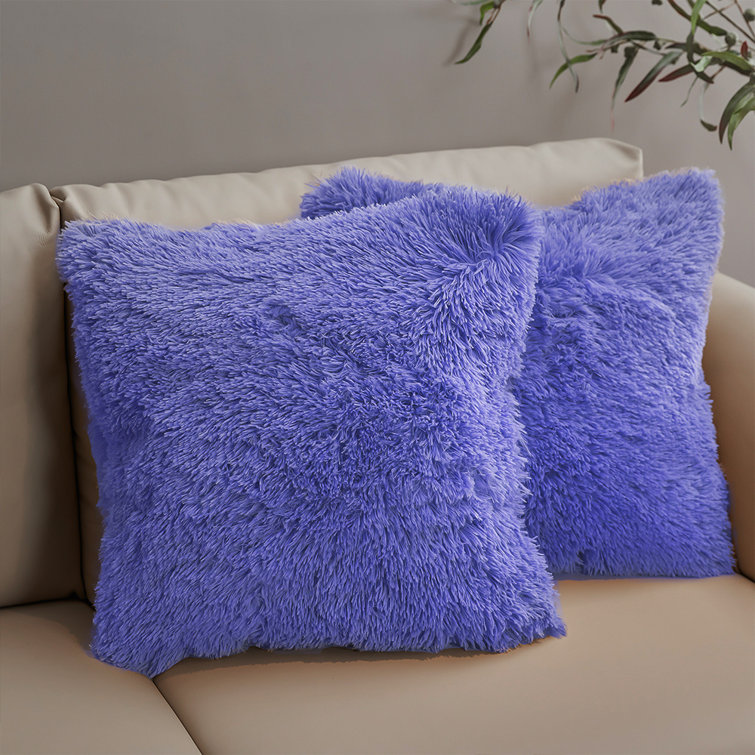 Very Peri Soft Faux Fur 16" x 16" Throw Pillow Set