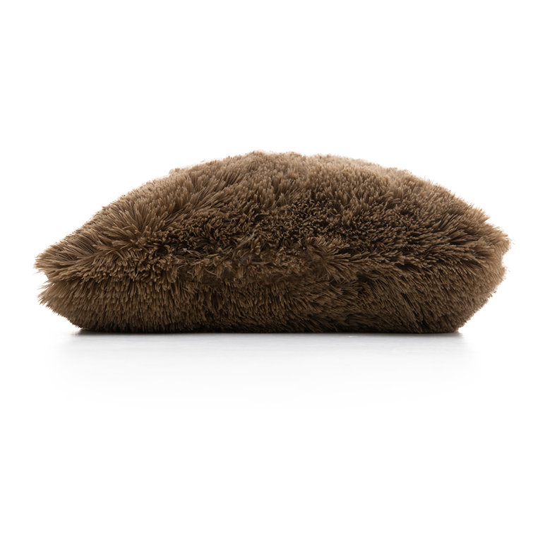 Taupe Faux Fur Shaggy Throw Pillows Set of 2
