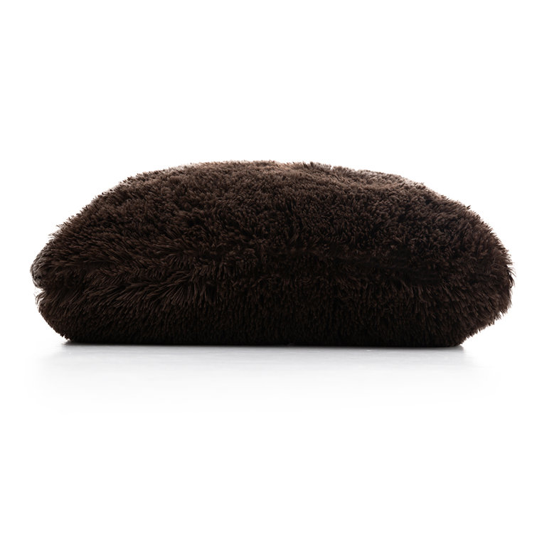 Chocolate Faux Fur Shaggy Throw Pillows Set of 2, 18" x 18"