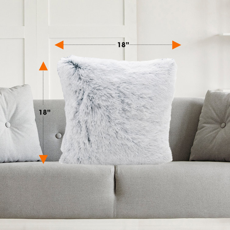 Blue Ombre Faux Fur 18" Square Throw Pillows Set of 2