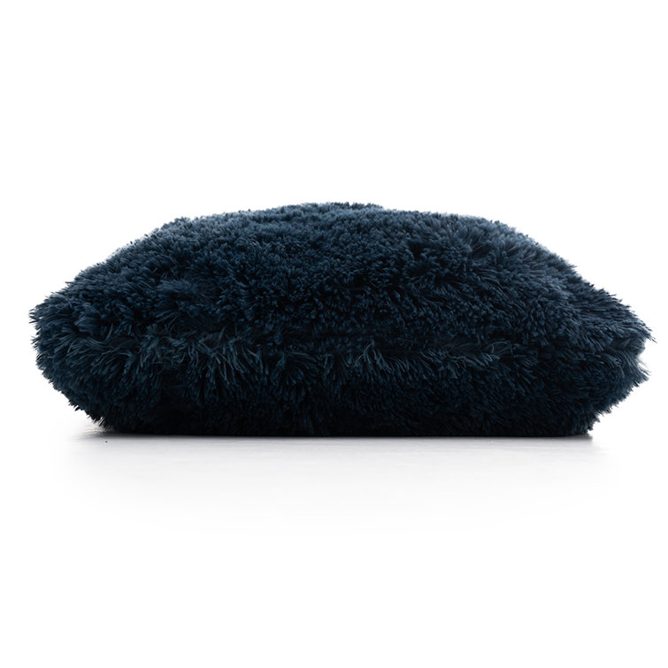 Navy Blue Faux Fur 18" Square Throw Pillow Set