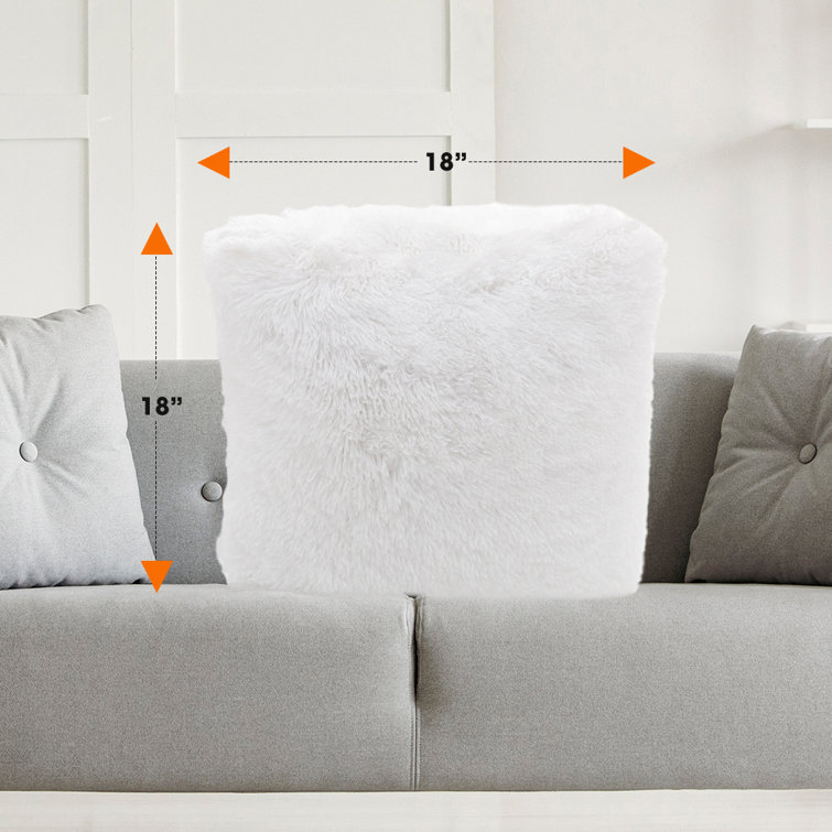 White Faux Fur 18" x 18" Shaggy Throw Pillow Set