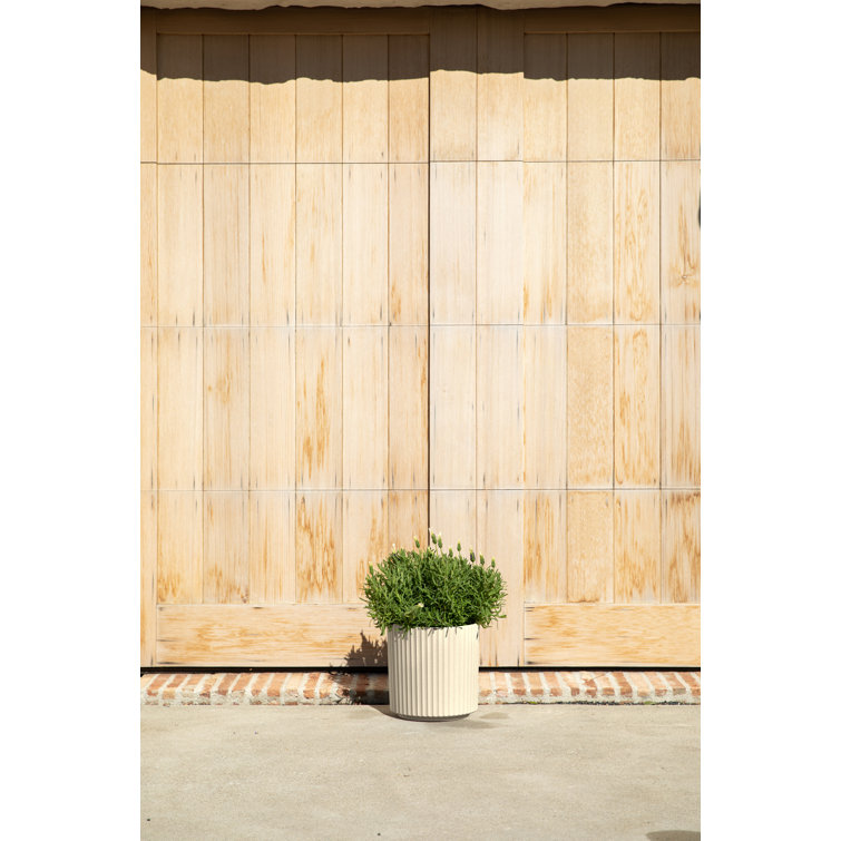 Sand Textured Plastic-Stone Composite Round Planter Set