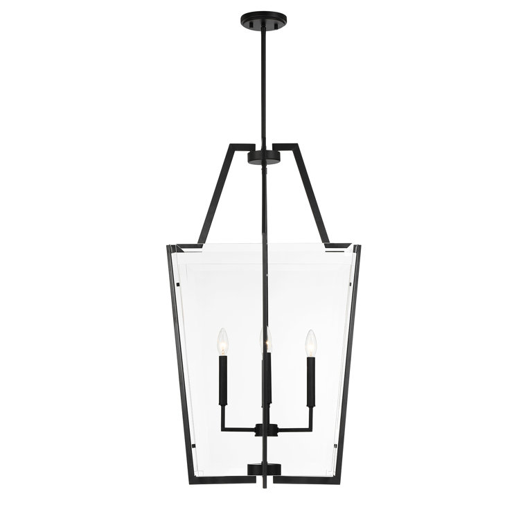 Matte Black 4-Light Pendant with Clear Beveled Glass Shade