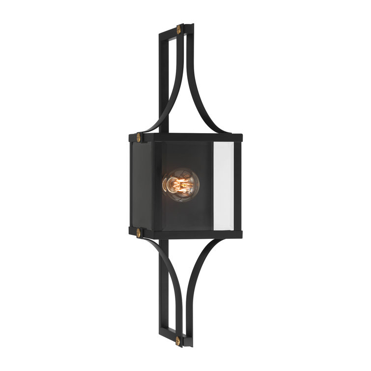 Matte Black and Brass 28" Outdoor Wall Lantern