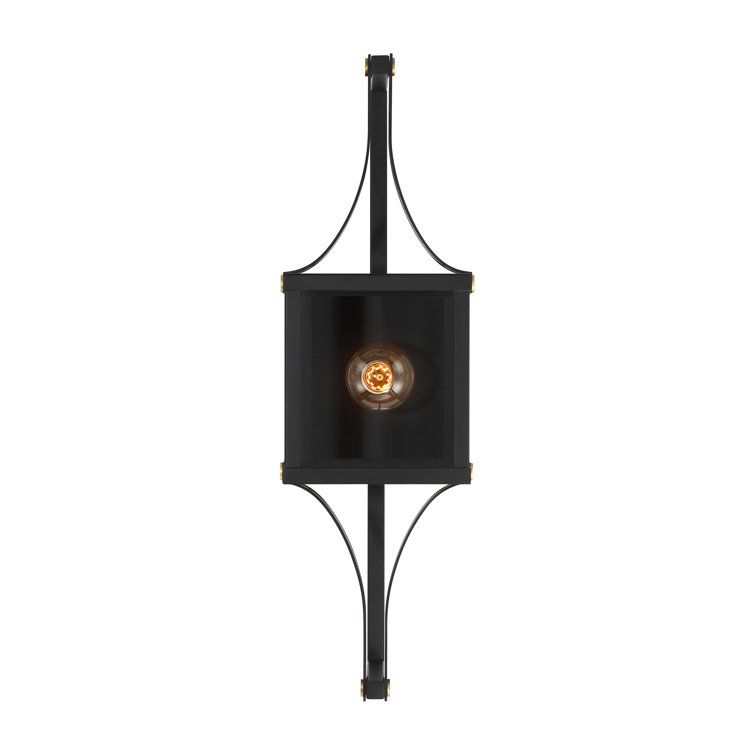 Matte Black and Brass 28" Outdoor Wall Lantern