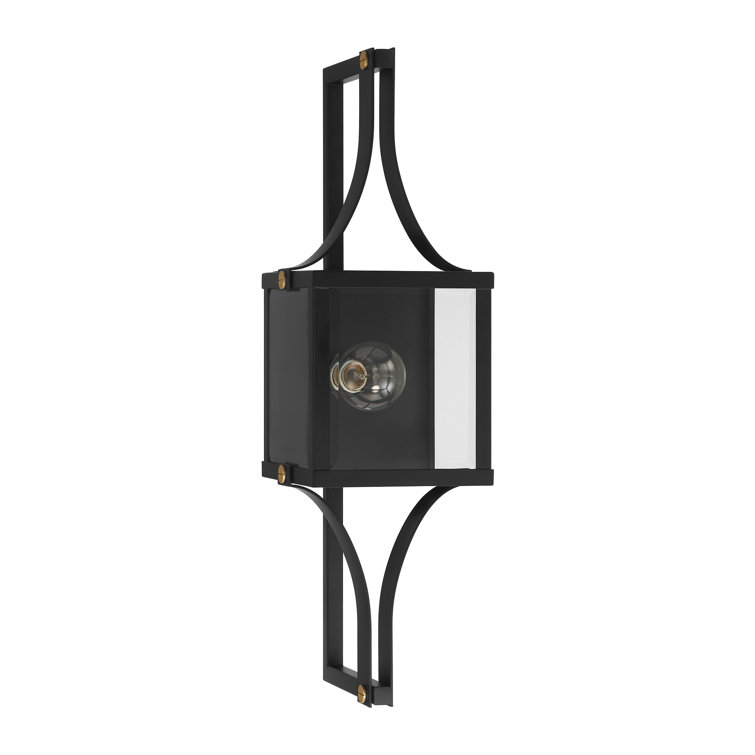Matte Black and Brass 28" Outdoor Wall Lantern