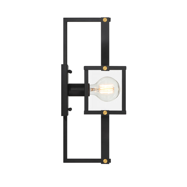 Matte Black and Brass Dimmable Lantern Sconce