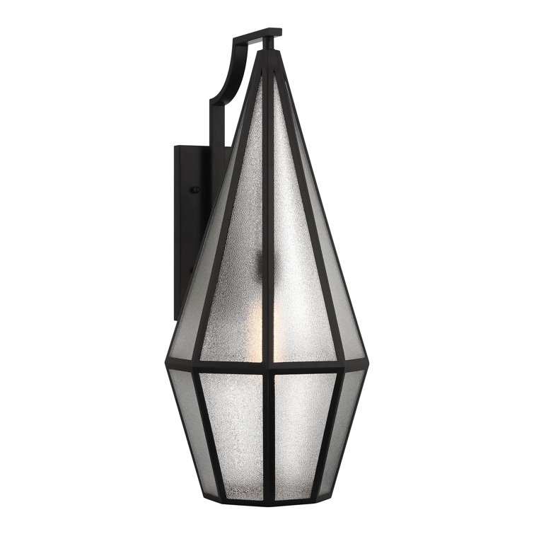 Matte Black Art Glass Outdoor Wall Lantern