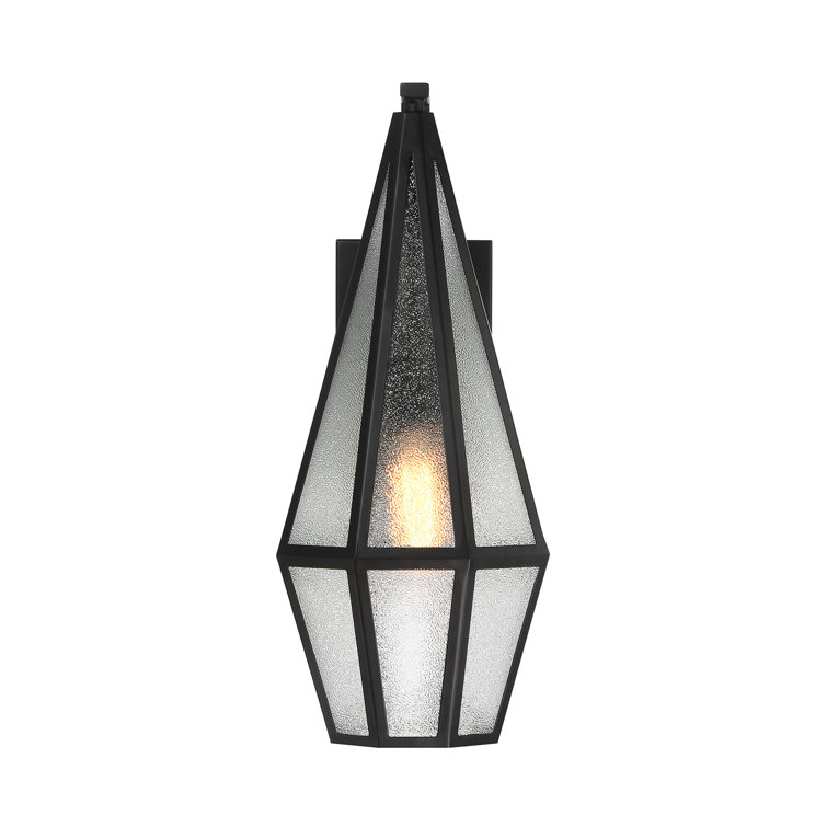 Matte Black Art Glass Outdoor Wall Lantern