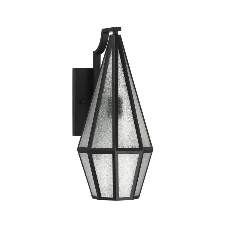 Matte Black Art Glass Outdoor Wall Lantern