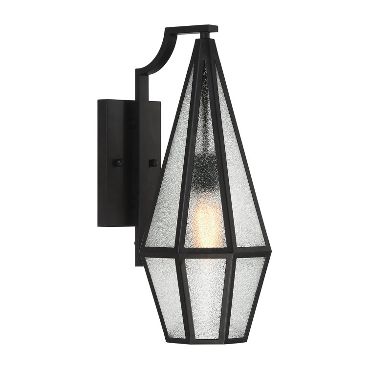 Matte Black Art Glass Outdoor Wall Lantern