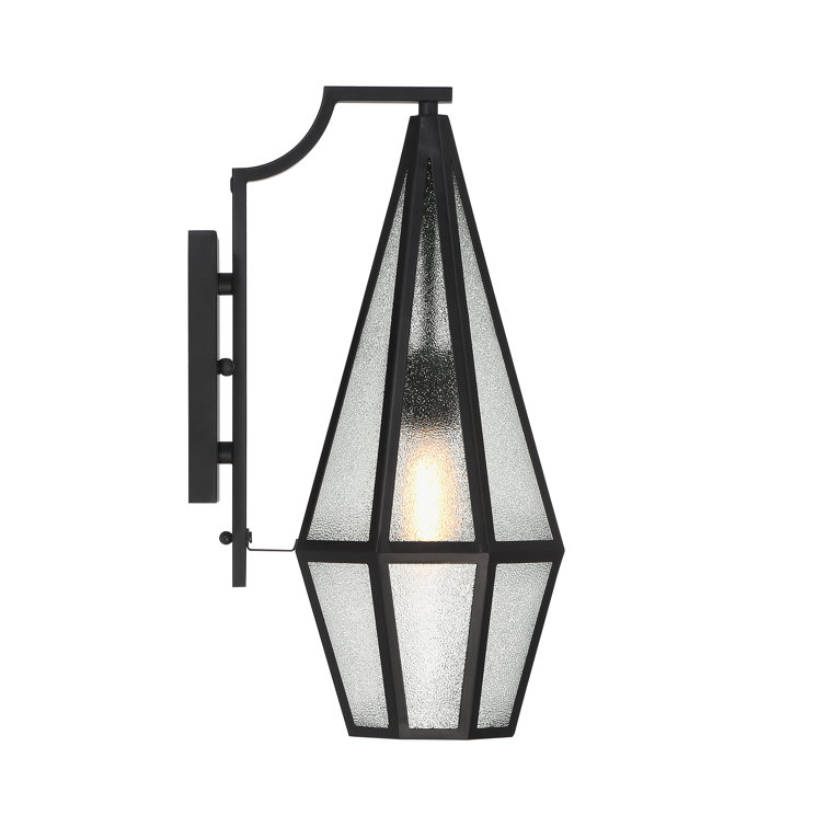 Matte Black Art Glass Outdoor Wall Lantern