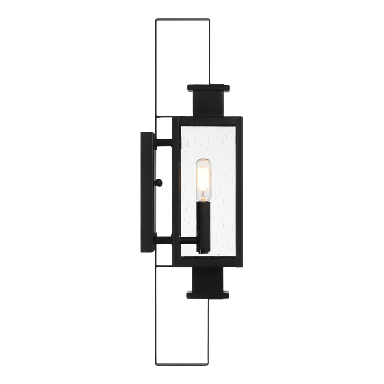 Matte Black Outdoor Wall Lantern with Clear Seeded Glass Shade