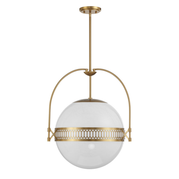 Thornhill Warm Brass 3-Light Globe Pendant with Strie Glass