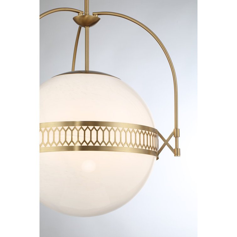 Thornhill Warm Brass 3-Light Globe Pendant with Strie Glass