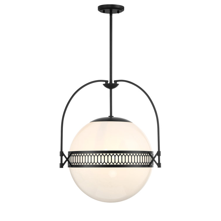 Thornhill Matte Black 3-Light Pendant with Strie Glass Shade