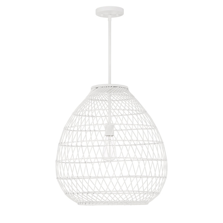 Maya Bisque White Resin Wicker 1-Light Pendant