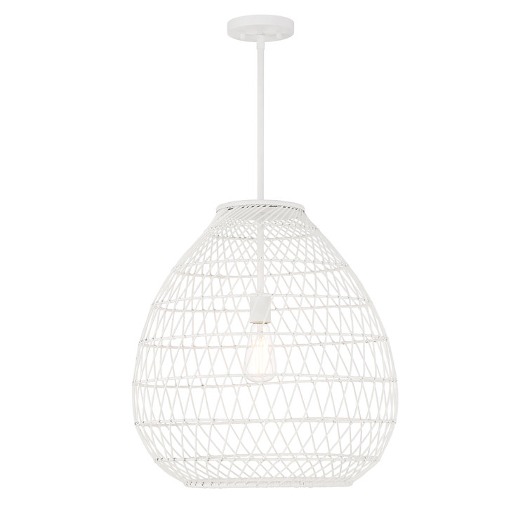 Maya Bisque White Resin Wicker 1-Light Pendant