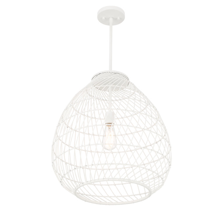 Maya Bisque White Resin Wicker 1-Light Pendant