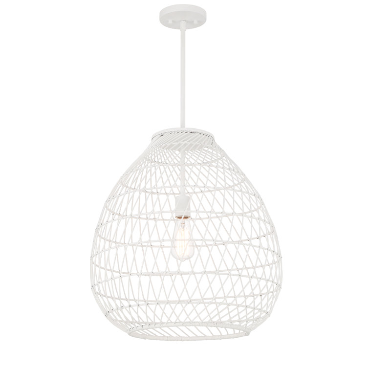 Maya Bisque White Resin Wicker 1-Light Pendant