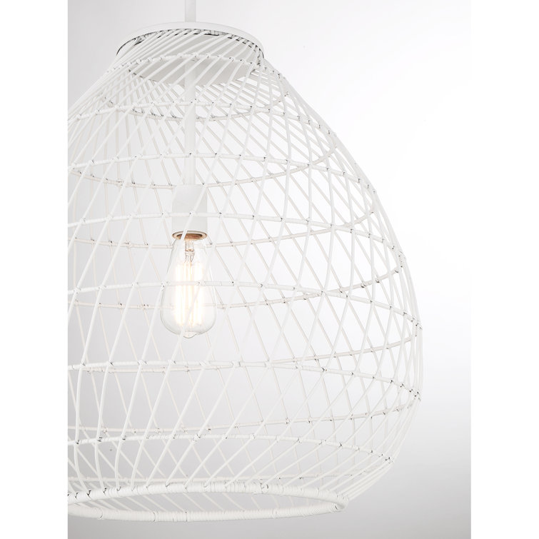 Maya Bisque White Resin Wicker 1-Light Pendant