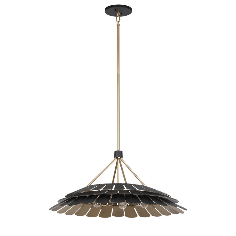 Midnight Black and Gold 6-Light Metal Dome Pendant