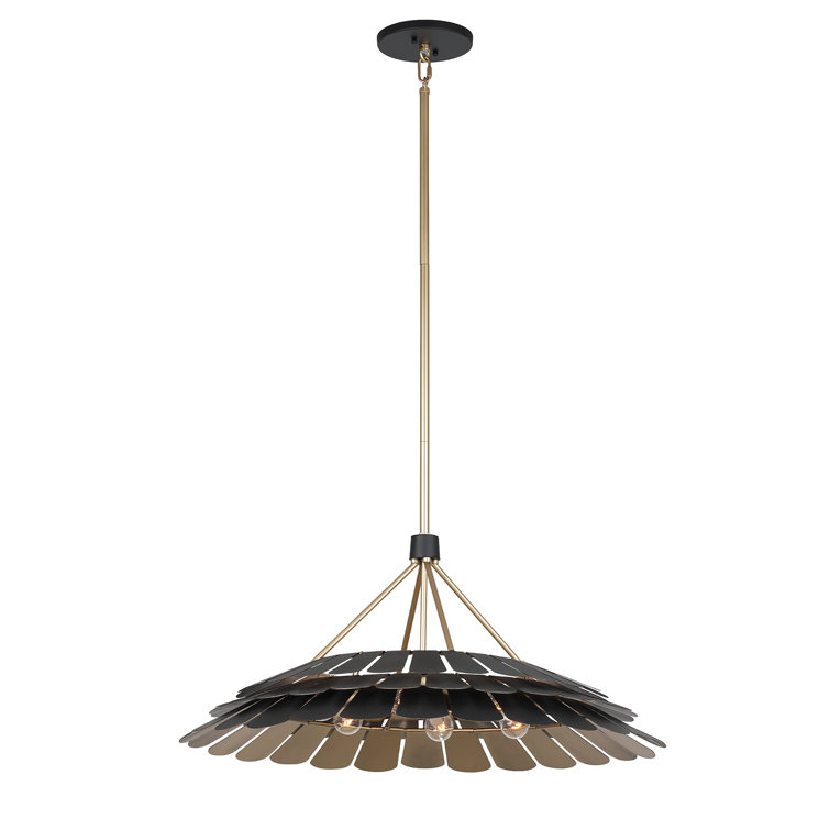 Midnight Black and Gold 6-Light Metal Dome Pendant