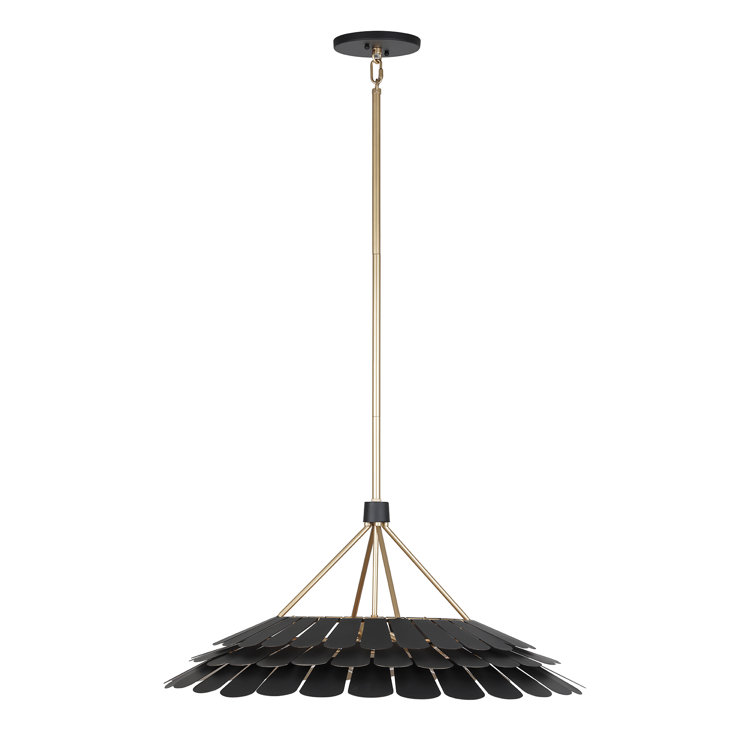 Midnight Black and Gold 6-Light Metal Dome Pendant